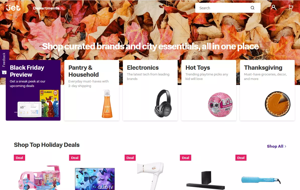 Screenshot of Jet.com’s homepage