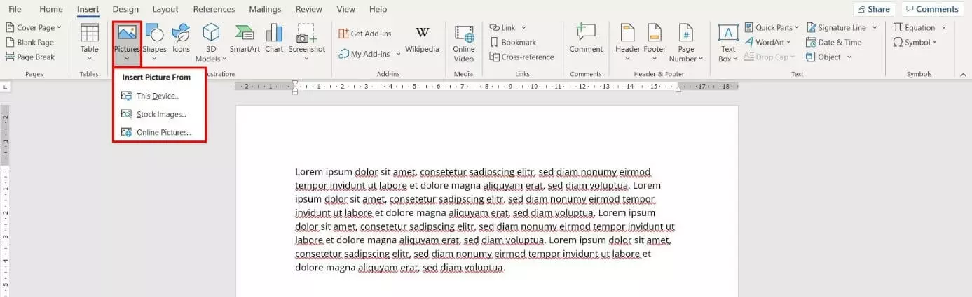 Microsoft Word: inserting an image 