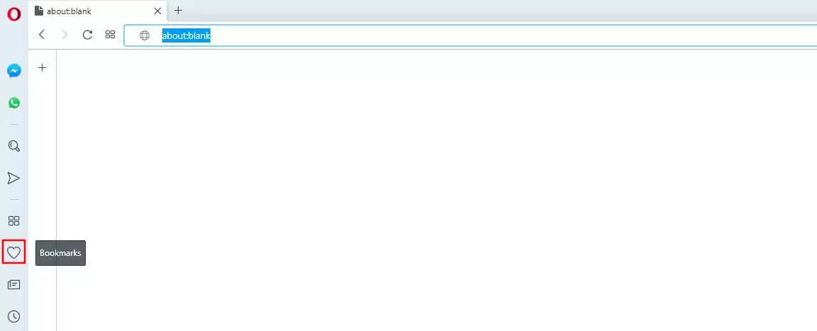 Bookmarks icon in the left sidebar of Opera