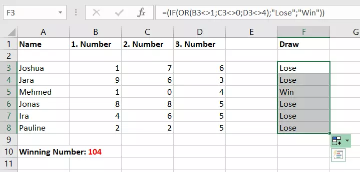 Excel: “Not equal to” sign used with IF and OR