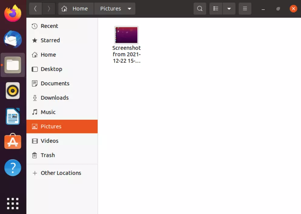 Pictures folder containing screenshots in Ubuntu