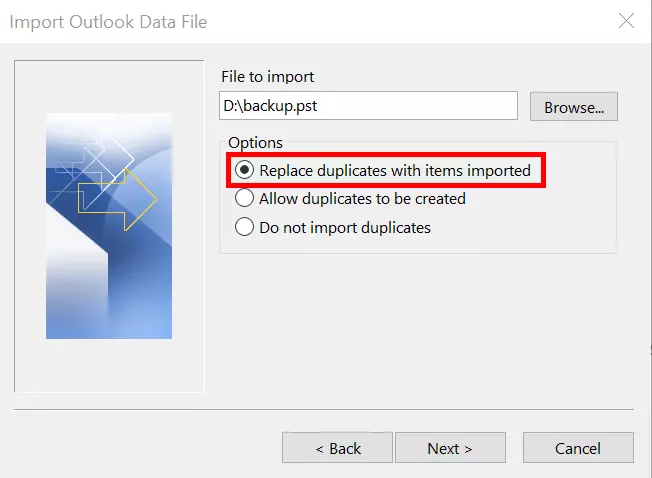 Option in Outlook Wizard to exclude the creation of duplicates