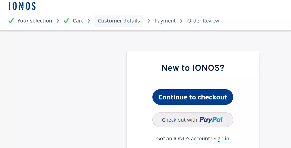 IONOS: Checkout