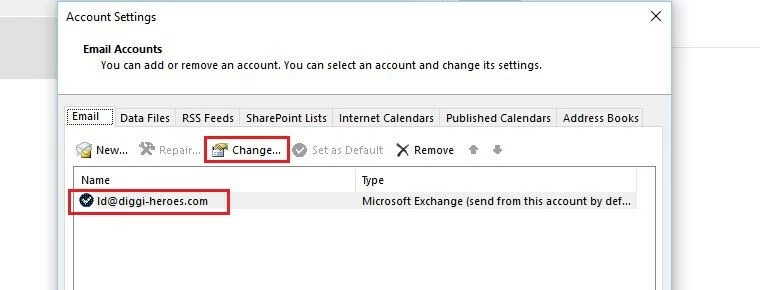 Outlook 2016: Account settings