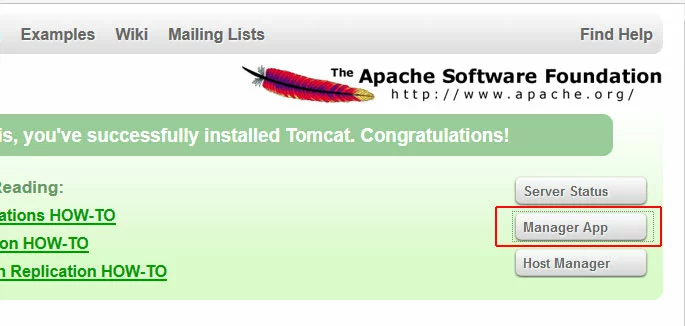 Tomcat manager app link