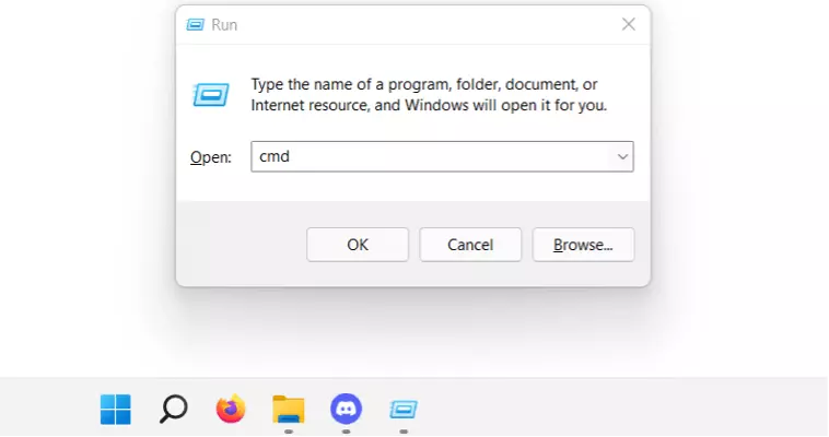 Windows 11: “cmd” command via “Run”