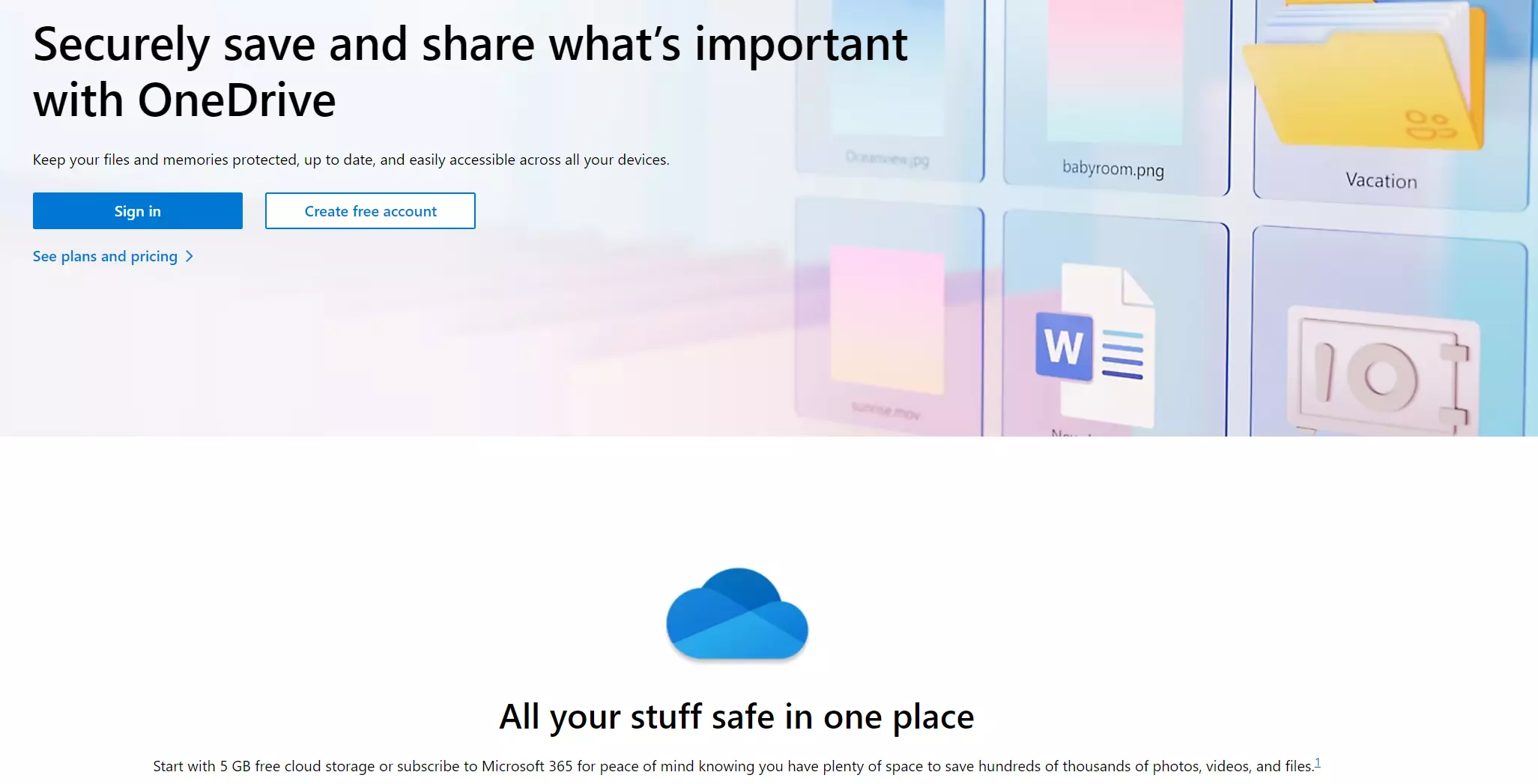 Microsoft OneDrive website