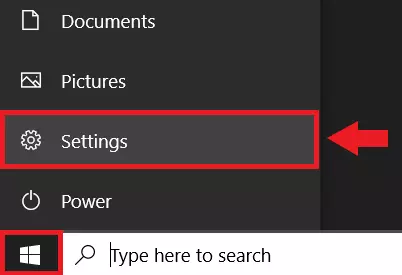 Open the Settings menu via the gear icon in the Start menu