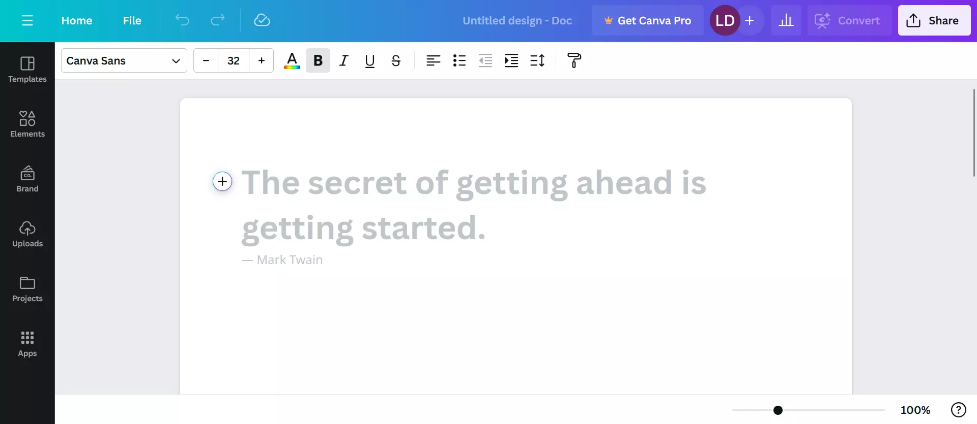 Screenshot of Canva