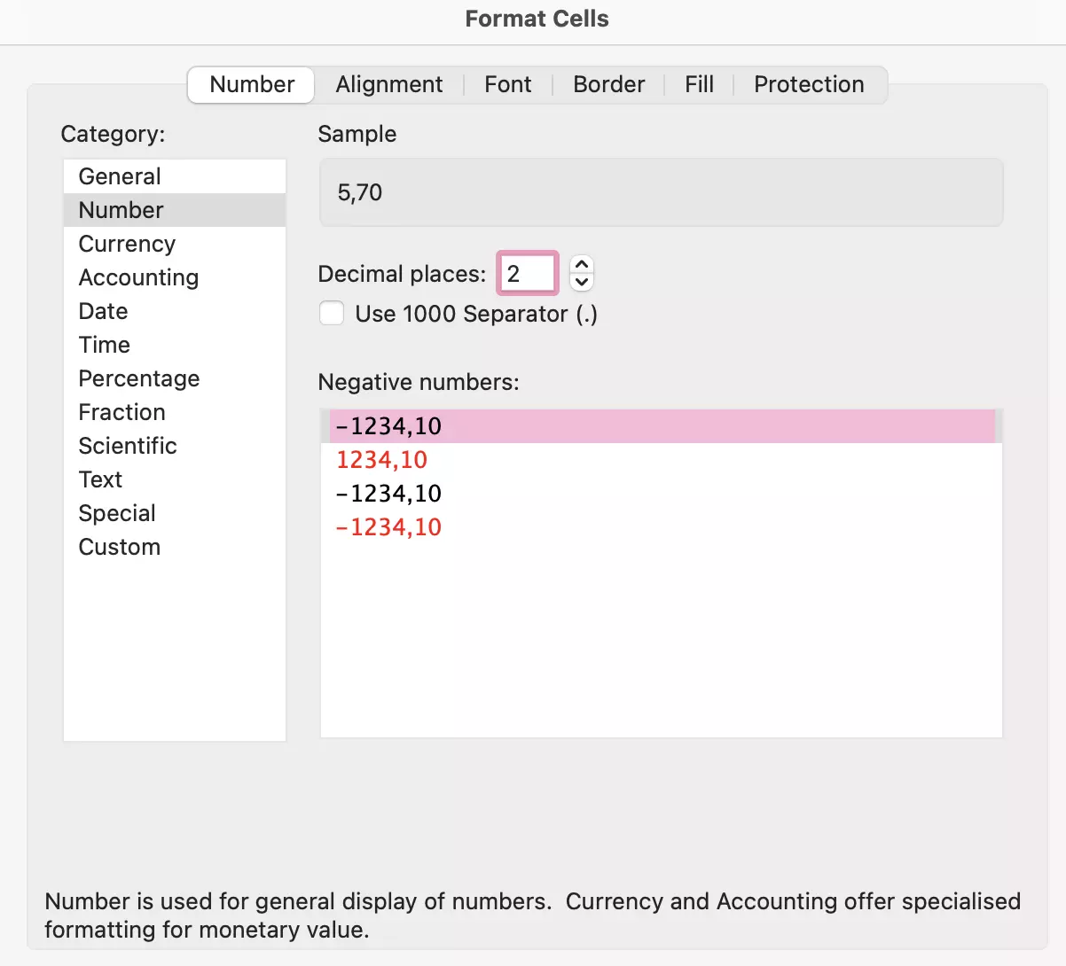 Excel: Format cells