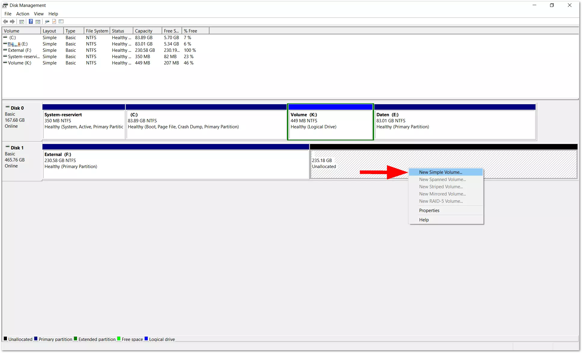 Disk Management after shrinking