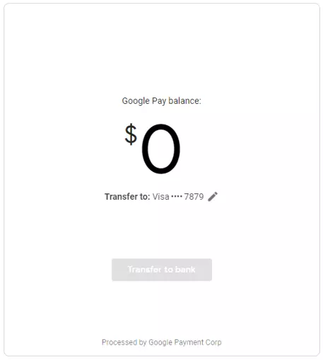 Bank transfer in Google Pay