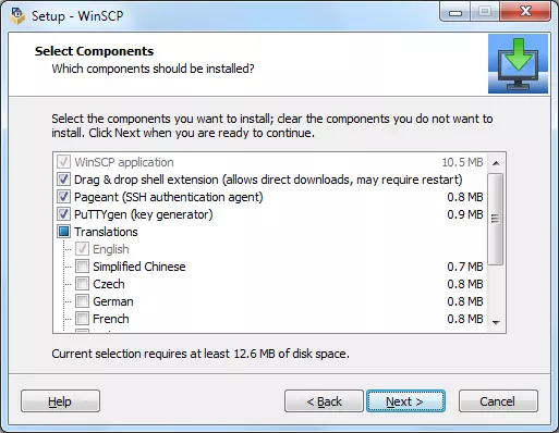 WinSCP installation type