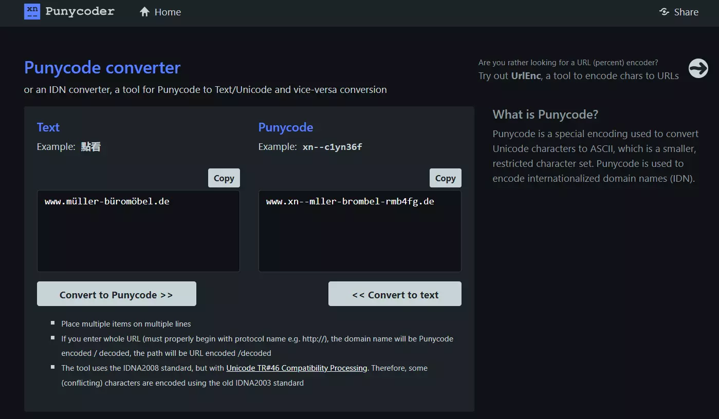 Punycoder, the Punycode converter