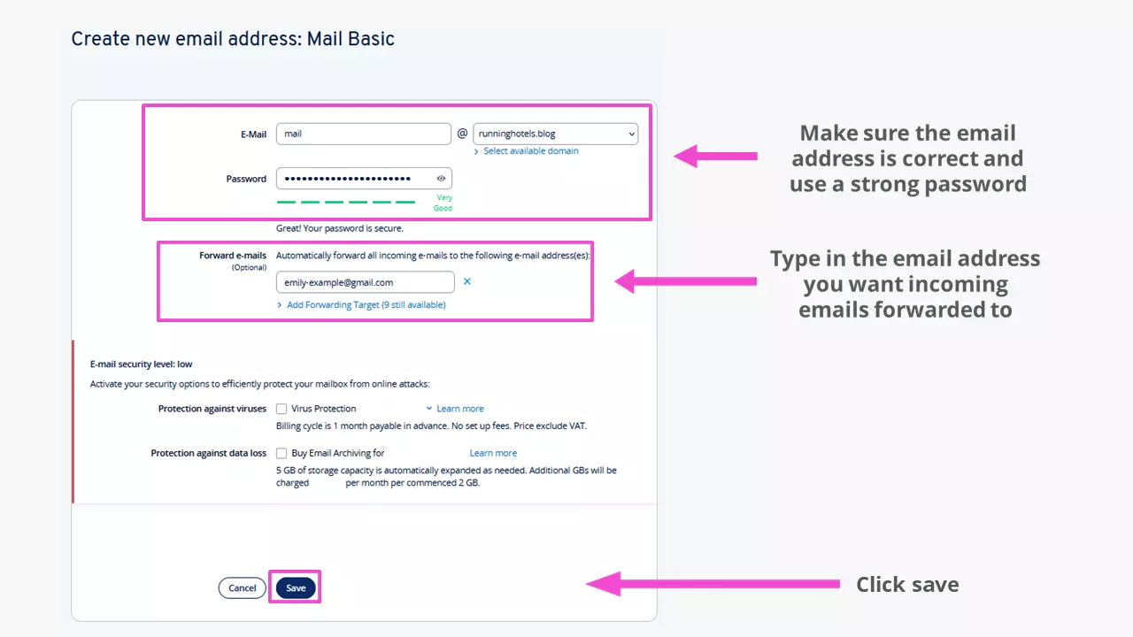 Setting up the Mail Basic email account