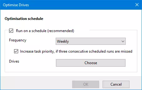 “Optimize Drives” window in Windows 10