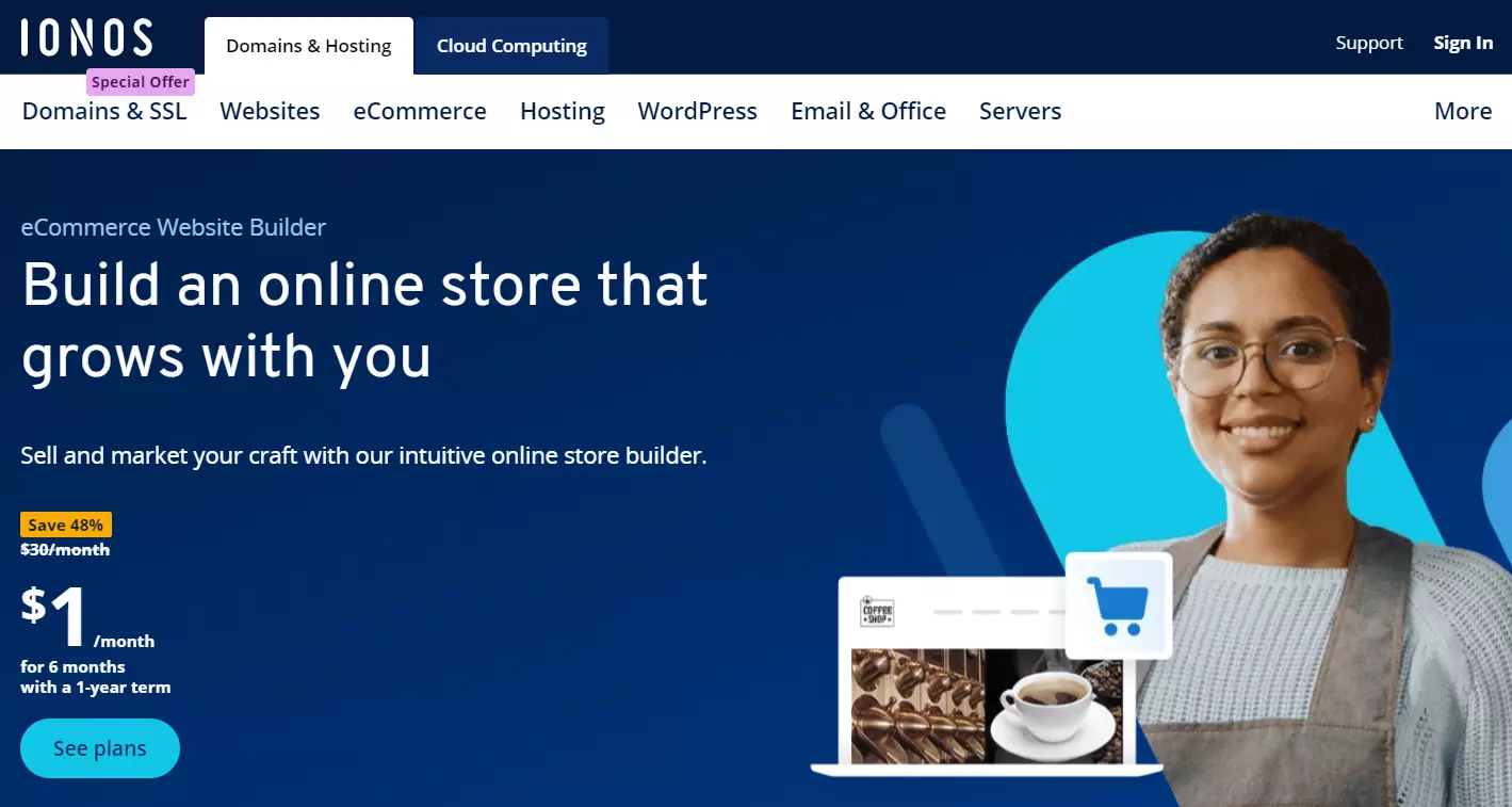 Create an online shop with the eCommerce Website Builder from IONOS