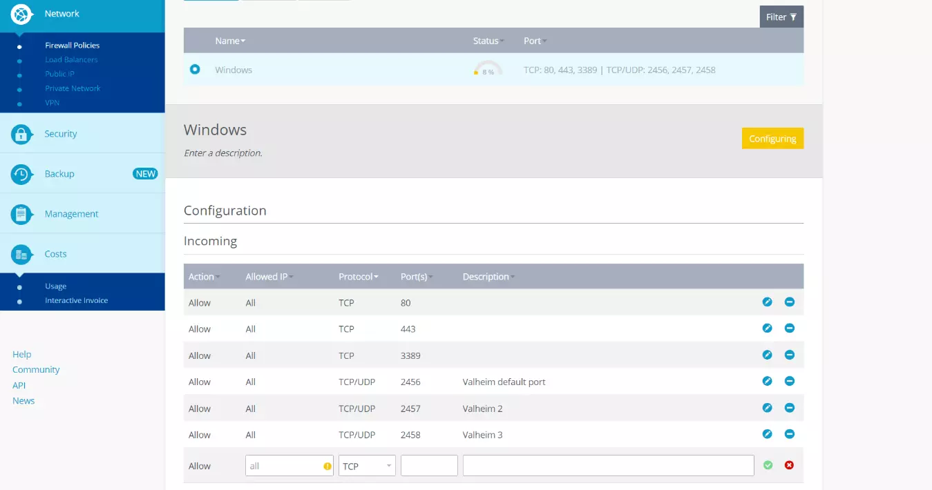 Configuring Firewall Policies in the IONOS Cloud Panel