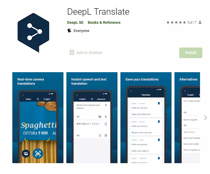 DeepL in Google Play Store