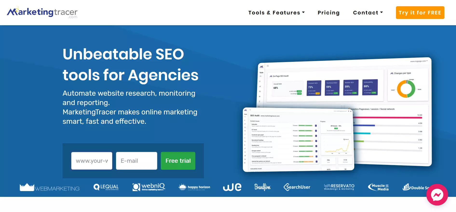 Screenshot of MarketingTracer’s website