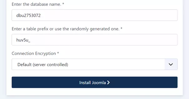 Screenshot of Joomla Installer