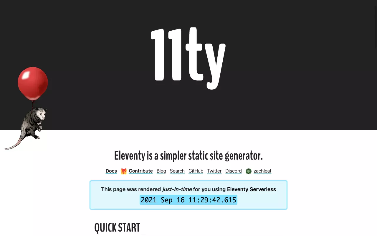 Screenshot of Eleventy