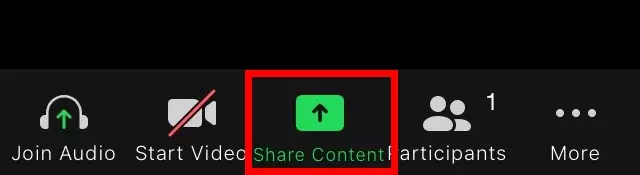 Zoom app with the feature that enables you to share content during a meeting