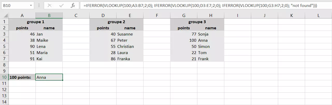 Combining multiple VLOOKUP functions using IFERROR