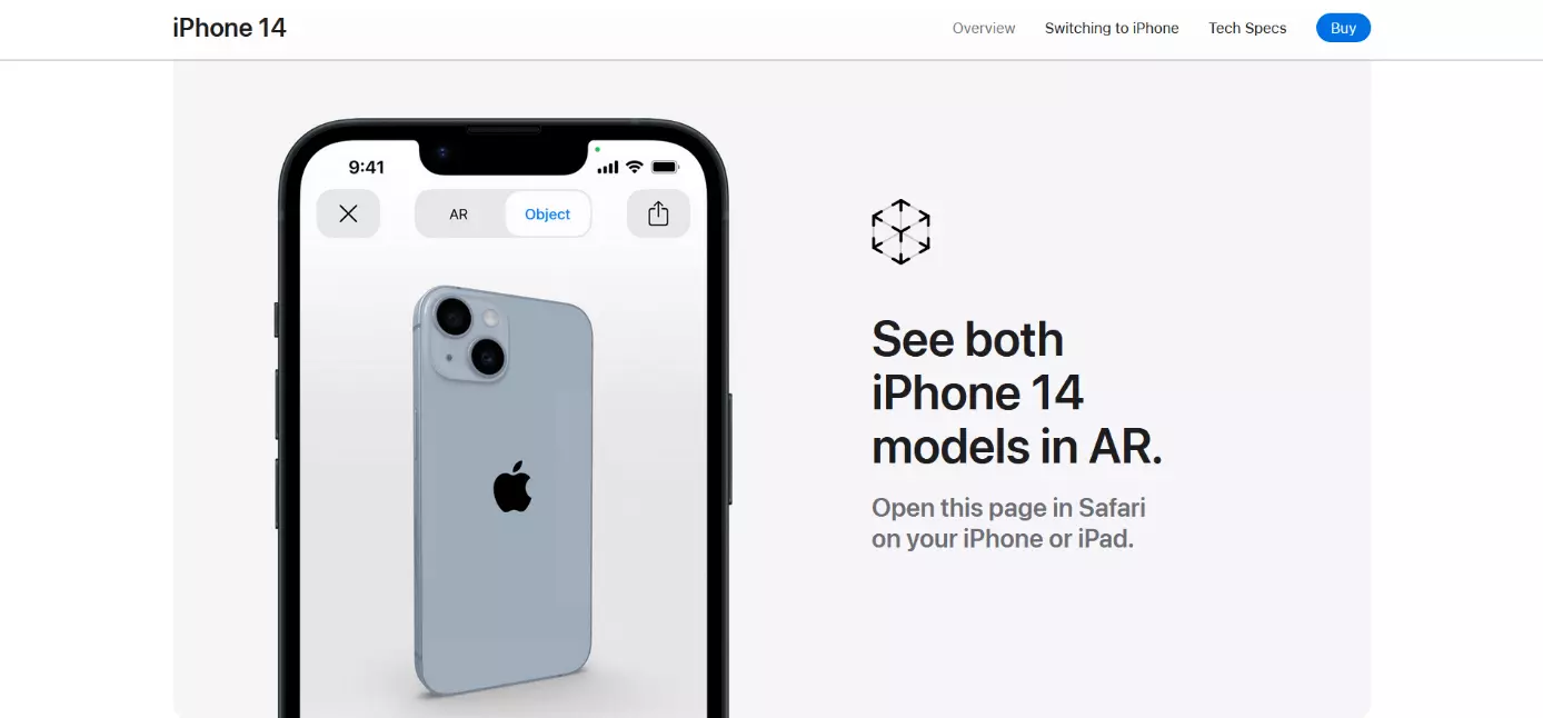 Screenshot of Apple iPhone 14 product page