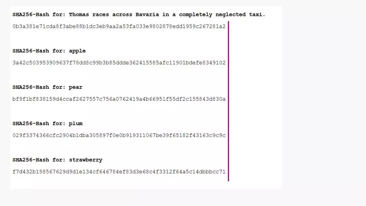 Hash values are a fixed length.