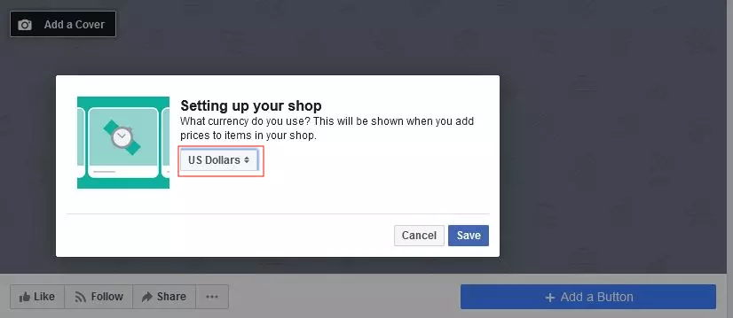 Setting up a Facebook store: Choice of currency