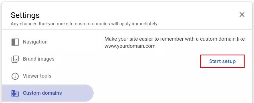 Set up your own domain on Google Sites