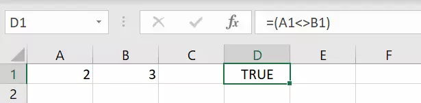 Example in Excel - “does not equal” sign