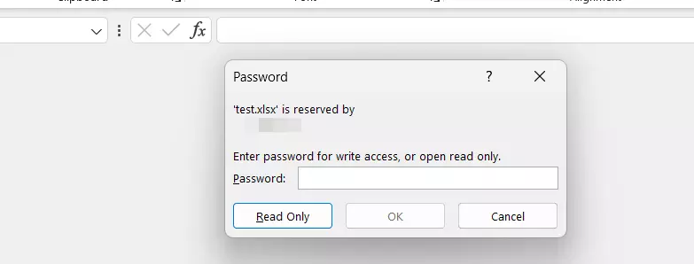 Read-only Excel file, password prompt