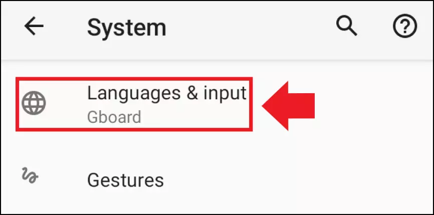 The “Languages & input” menu item in Android settings