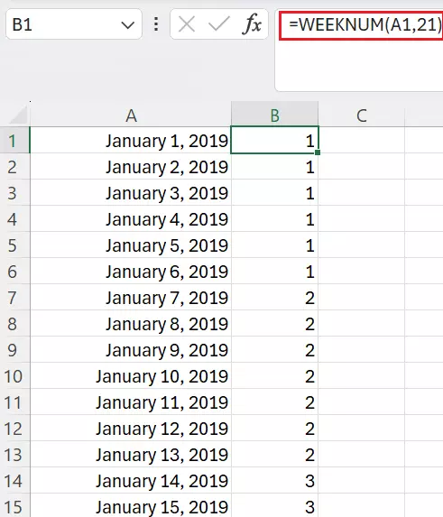 WEEKNUM function in Excel