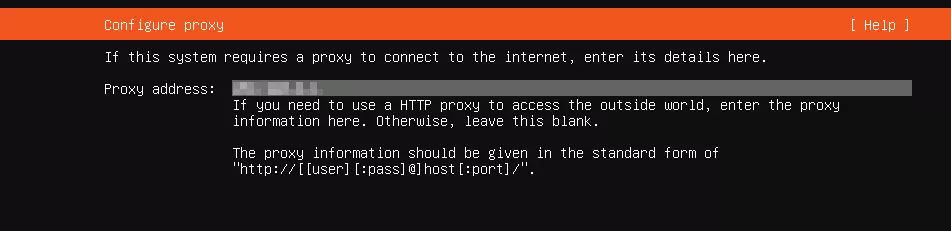 Ubuntu server installation: Proxy configuration