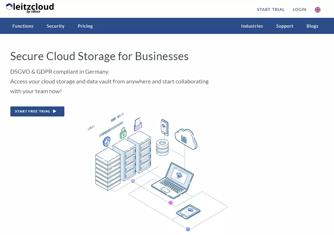 Website of the cloud service leitzcloud by vBoxx