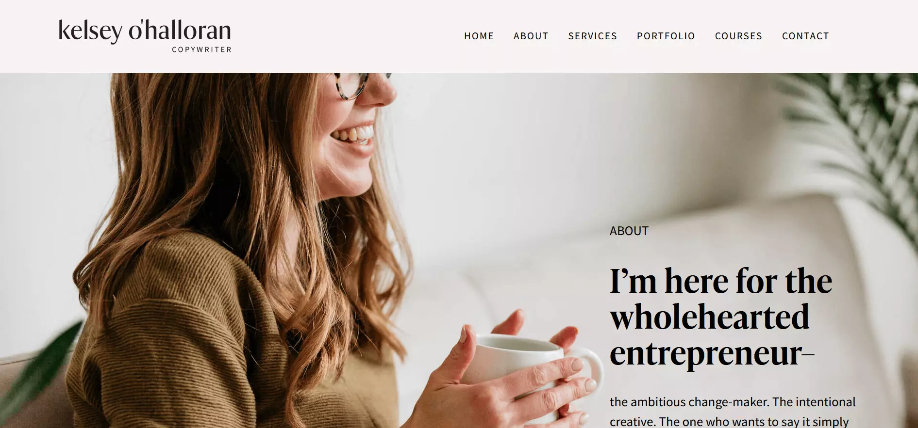 Copywriter Kelsey O’Halloran’s “About me” page