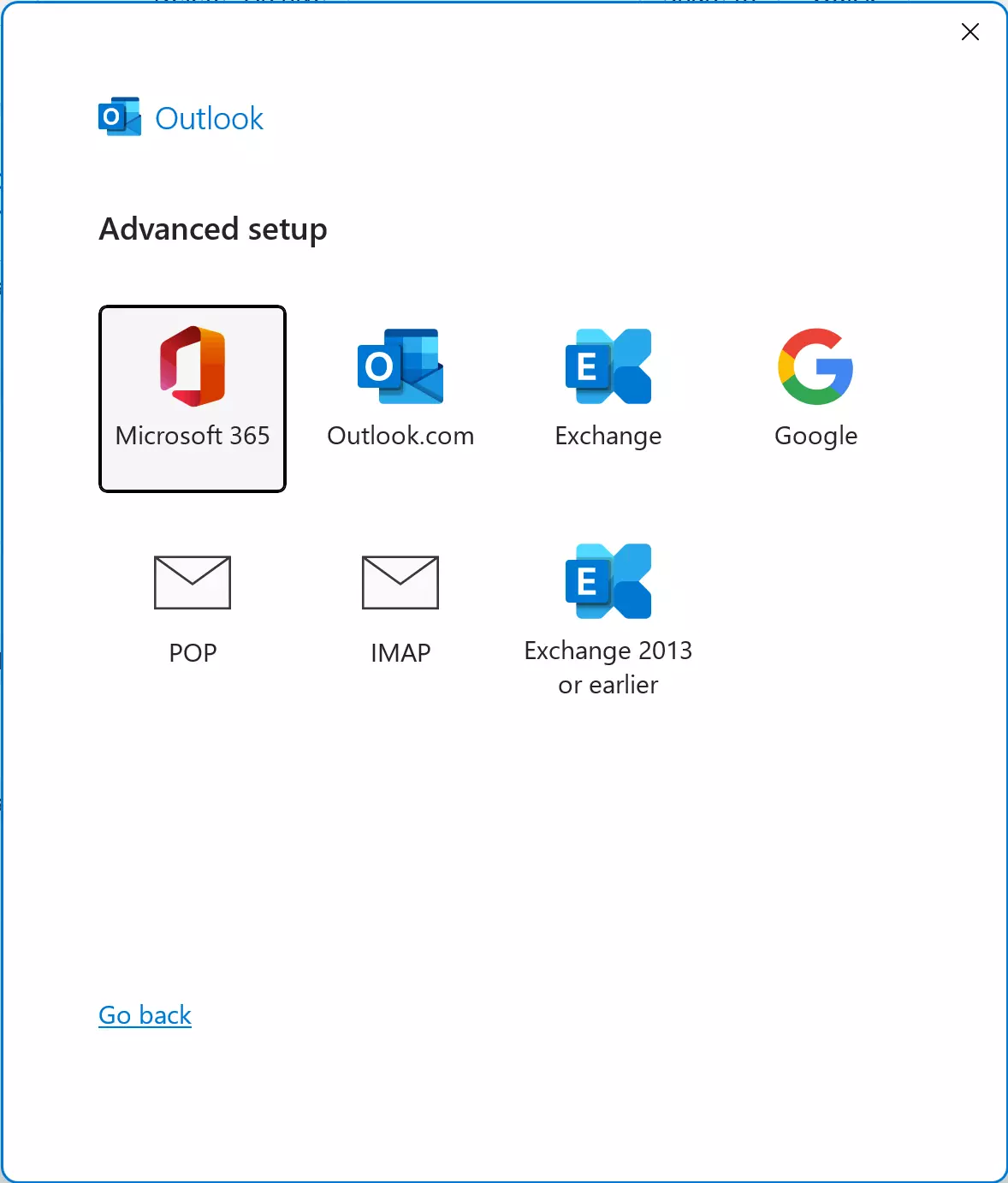 Advanced setup in Outlook