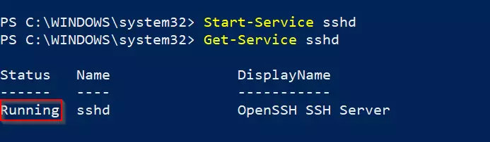 PowerShell: SSH server service