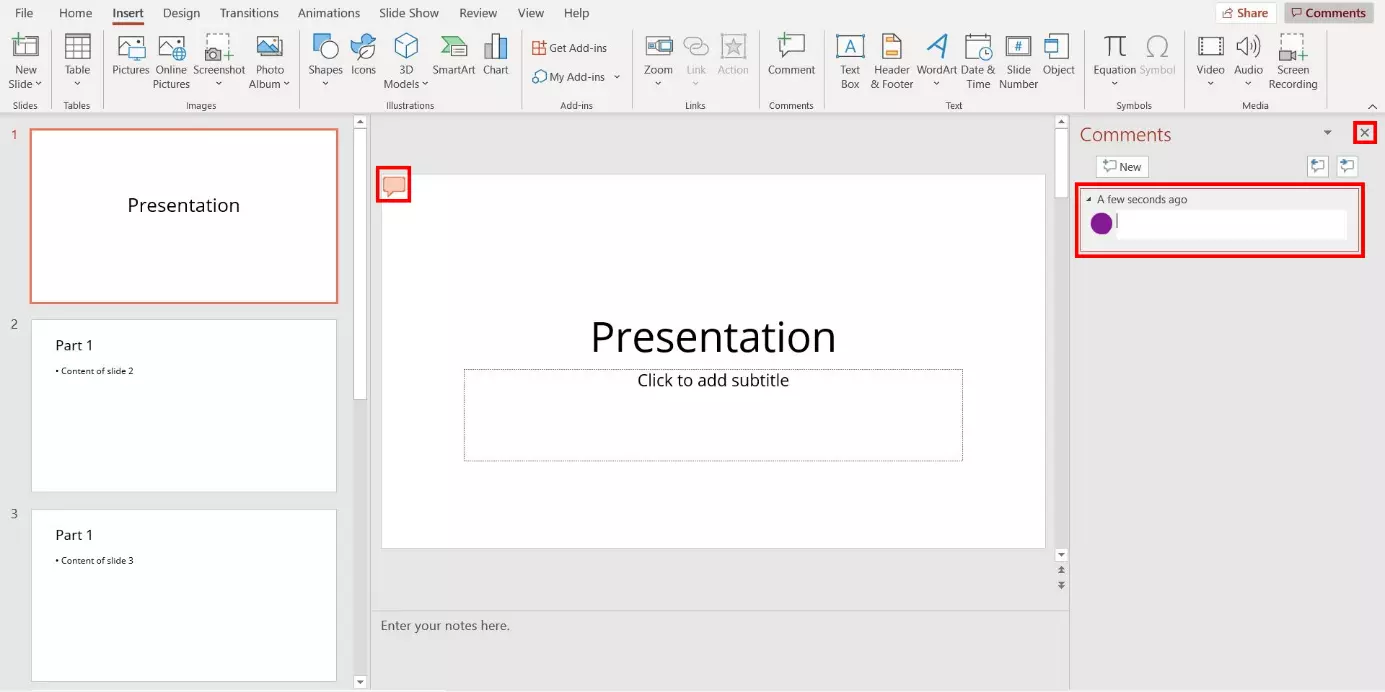 PowerPoint: comments