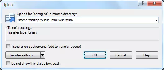 Start Uploading in WinSCP