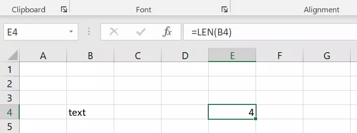 Excel LEN function: counting characters