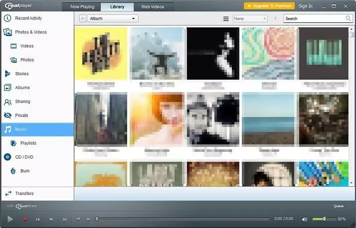 View of the RealPlayer library