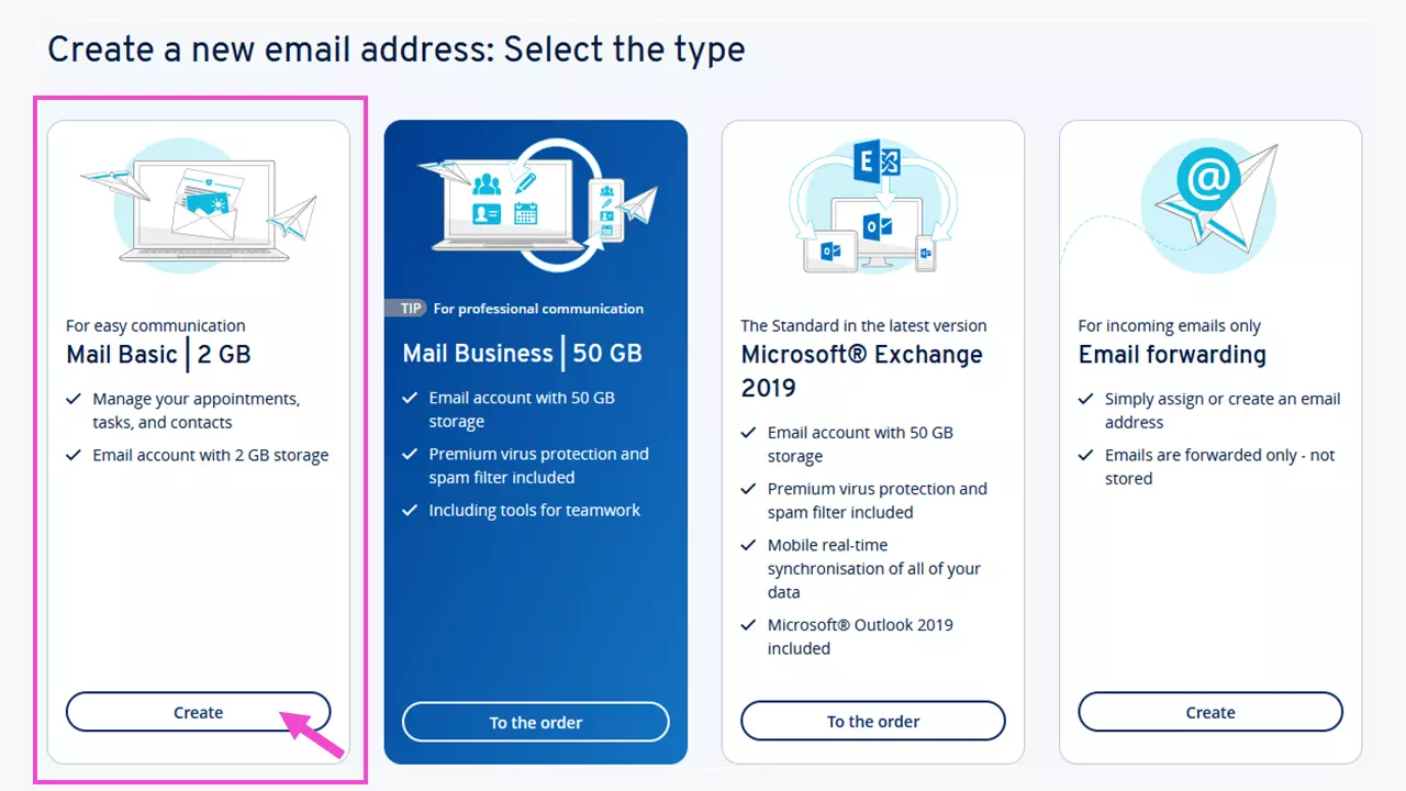 Email account types