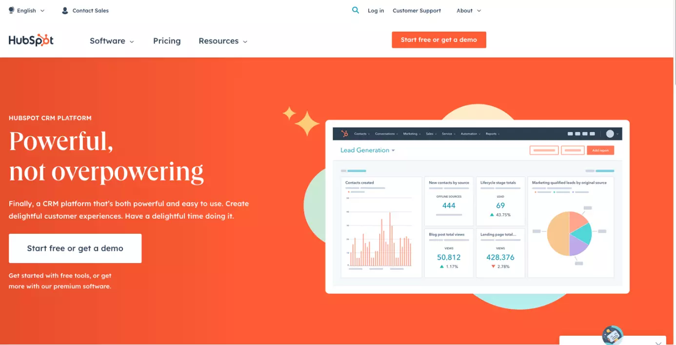 Screenshot of official HubSpot website