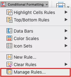 Excel menu: “Conditional Formatting“