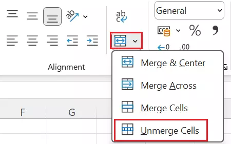 Excel: Unmerge Cells