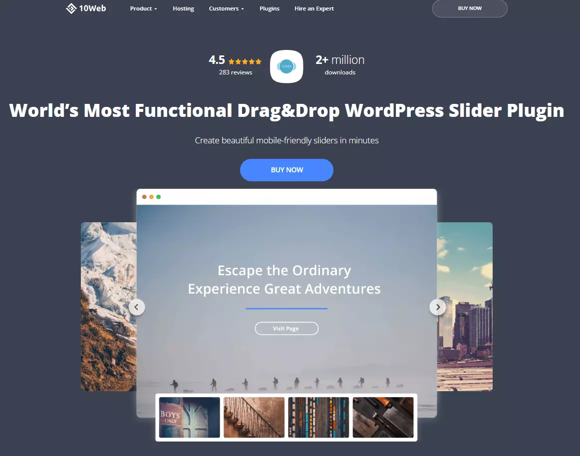 Screenshot of the Slider by 10Web website